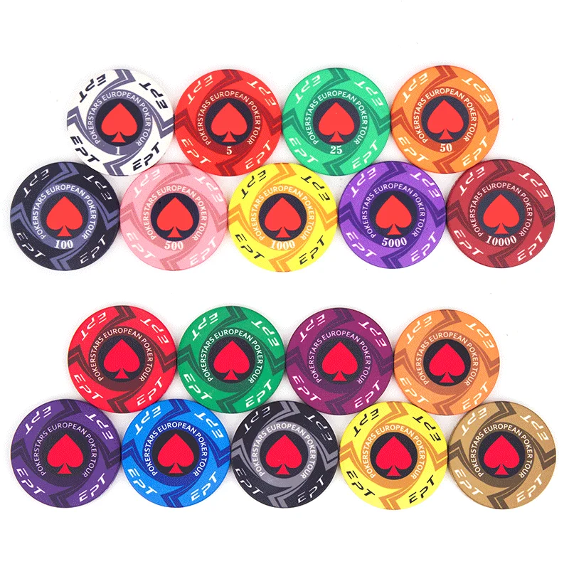 New Design Ceramic EPT Pokerchips Chip Custom Casino European Round Hot Texas Coins Professional Poker Chip Without Denomination