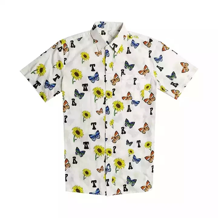 OEM Service 100% Cotton Printed Custom Short Sleeve Sublimation Hawaiian Floral Shirts