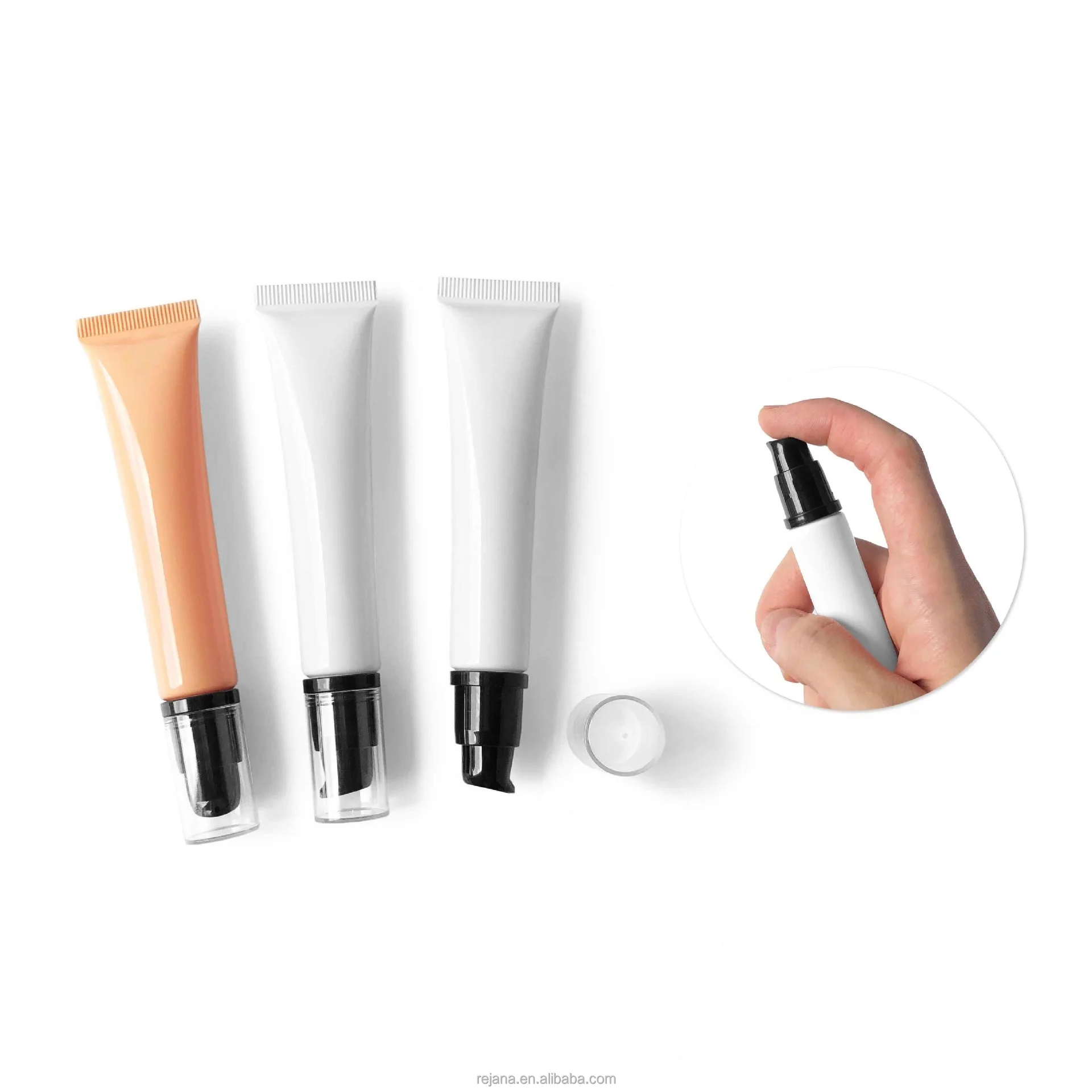 PE tubes with airless pumps for eyelash eye cream lip gloss cosmetics packaging