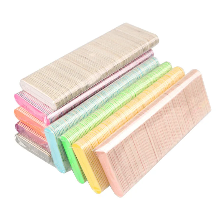 Professional Double Sided Manicure Tools Colorful Disposable Wood Mini Nail File