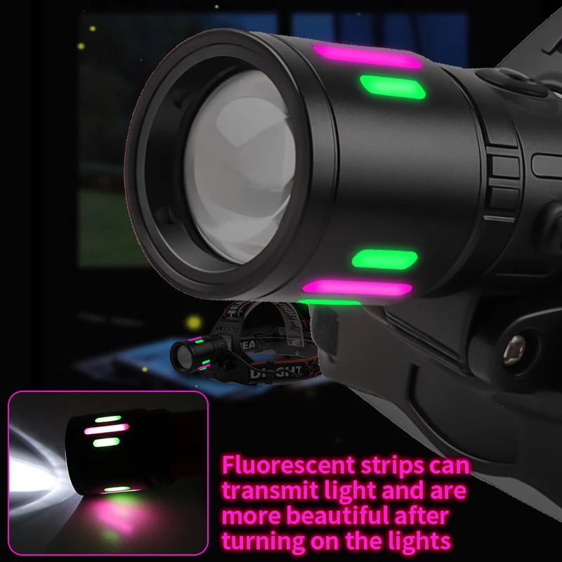 High Power Headlamps 1000 Meters Long Range Torch Telescopic Zoom Headlamp Rechargeable portable lamp Power Bank Head Lights