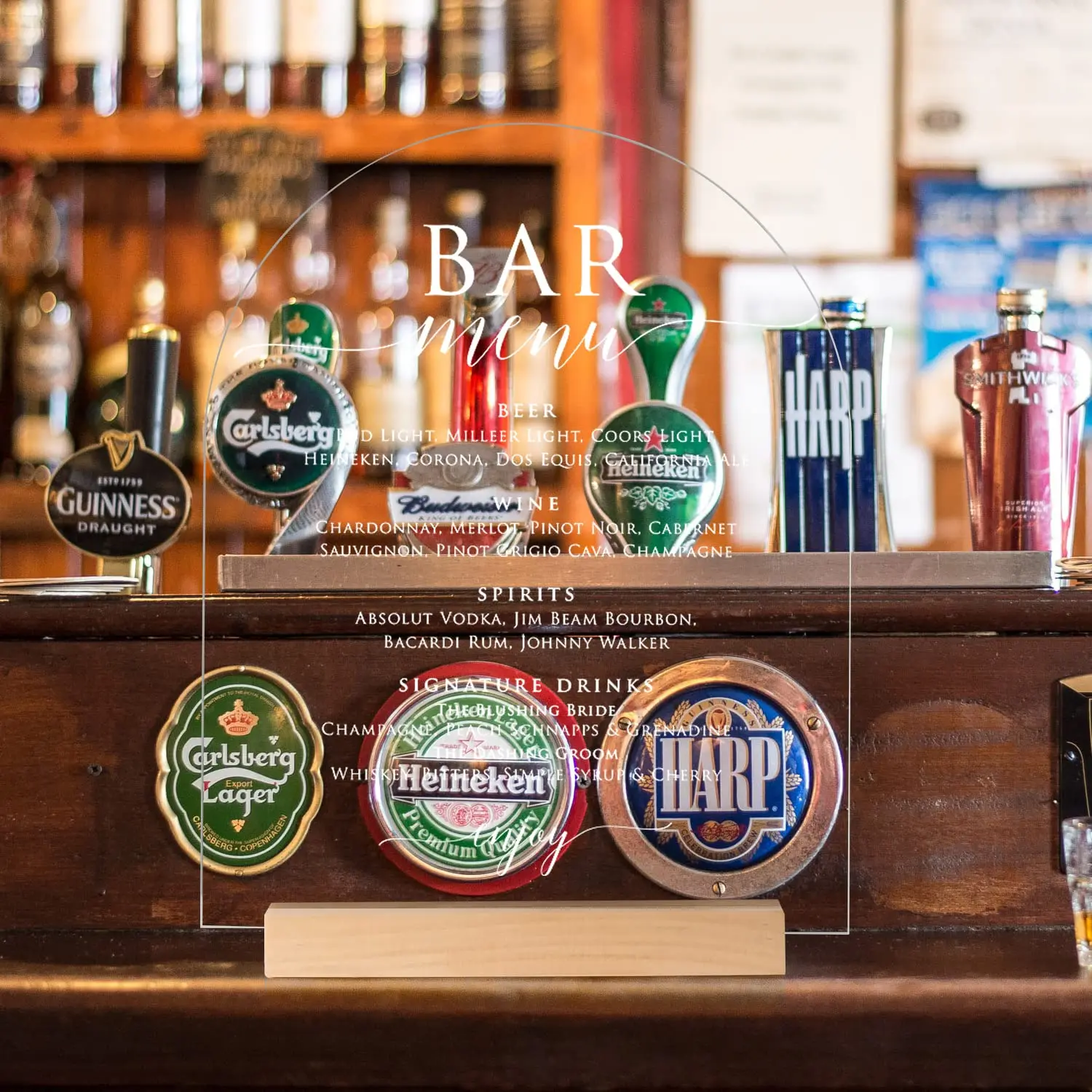 Custom Clear Arched Acrylic Signs, DIY Double Sided Restaurant Sign Bar Menu Sign,  for Wedding Sign Event Party