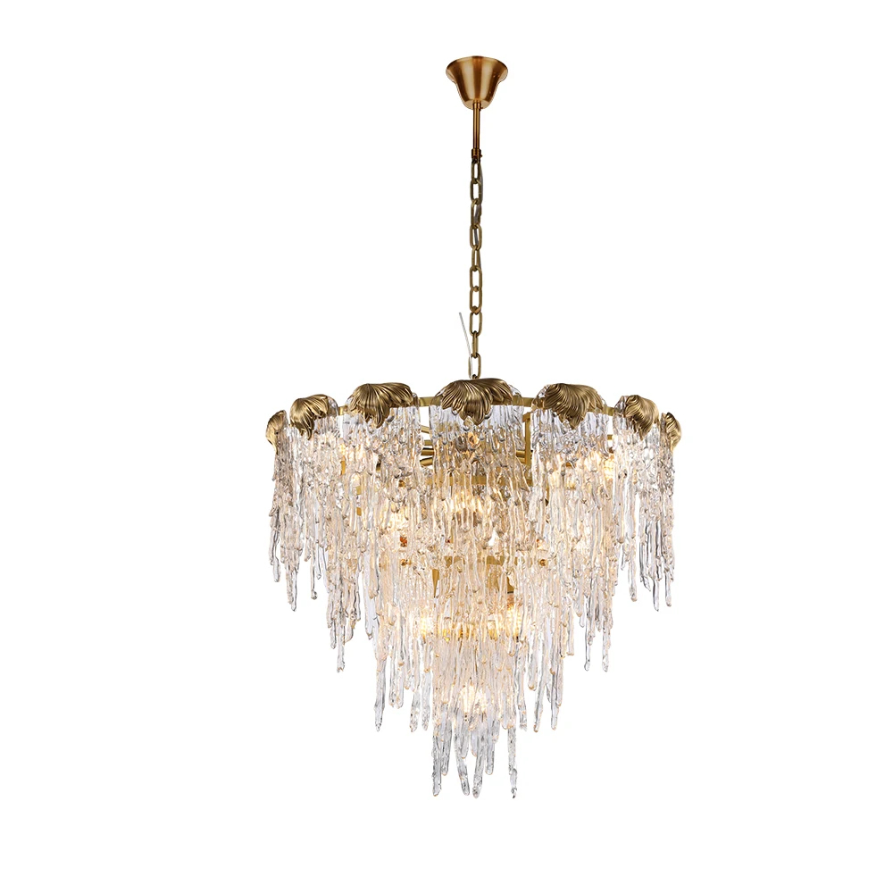 Hot sell brass luxurious Handmade glass Round villa pendant lamp for dining room decoration chandelier