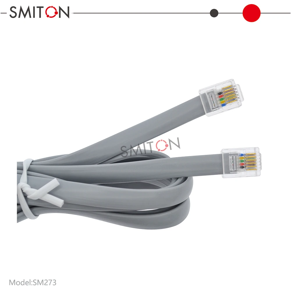 Customized 1m 1.5m Rj12 Cable 6p6c Telephone Jumper Cable 6p6c 6 Conductor Rj12 Telephone Cable
