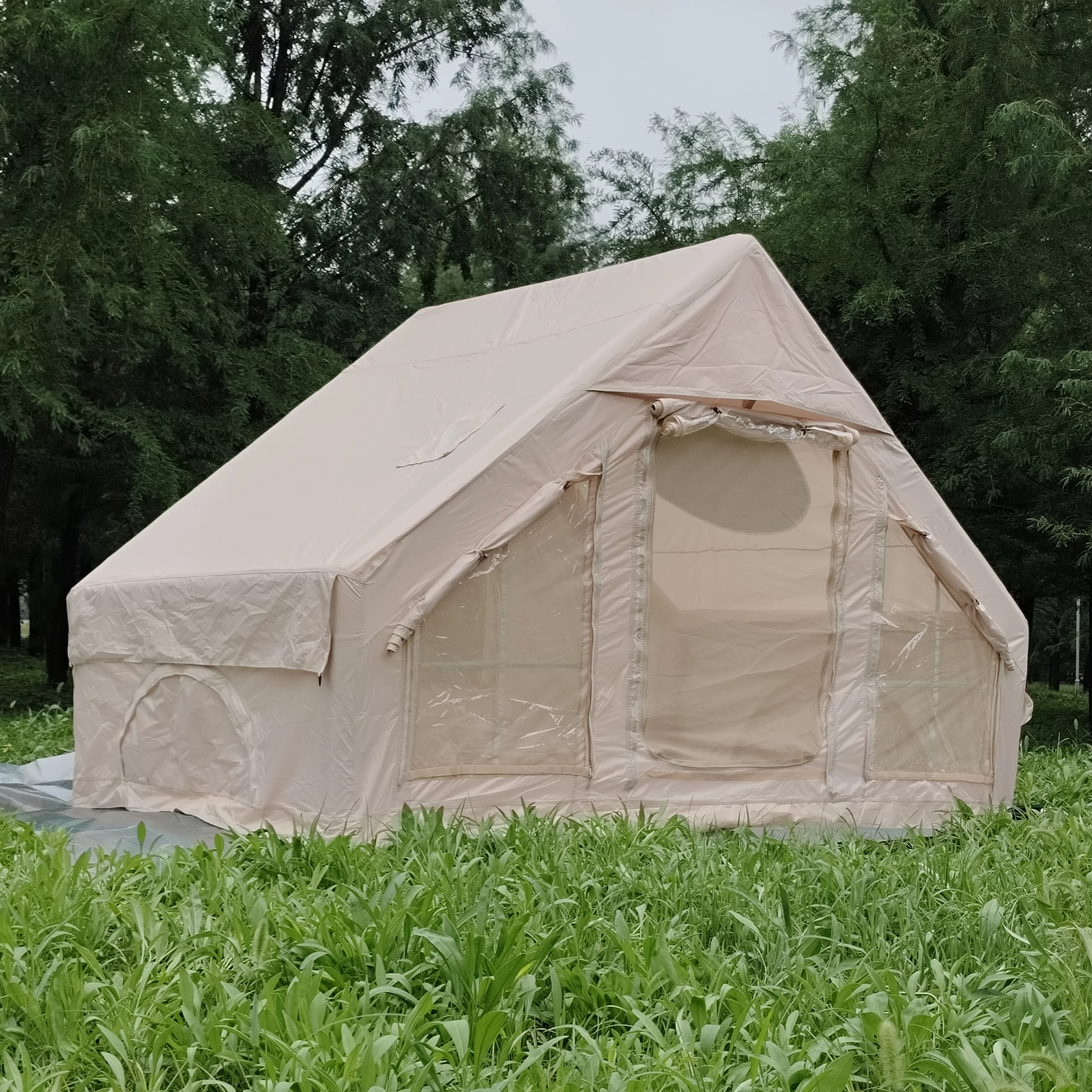 Best Price 4㎡ Waterproof PVC Air Pole Inflatable Tent Durable Oxford Fabric with Aluminum Pole Nylon Cotton Outdoor Camping