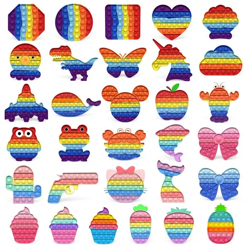 Fun figit pack anti stress autism pad bubble square up push mini color heart unicorn toy fidget toy toy rainbow