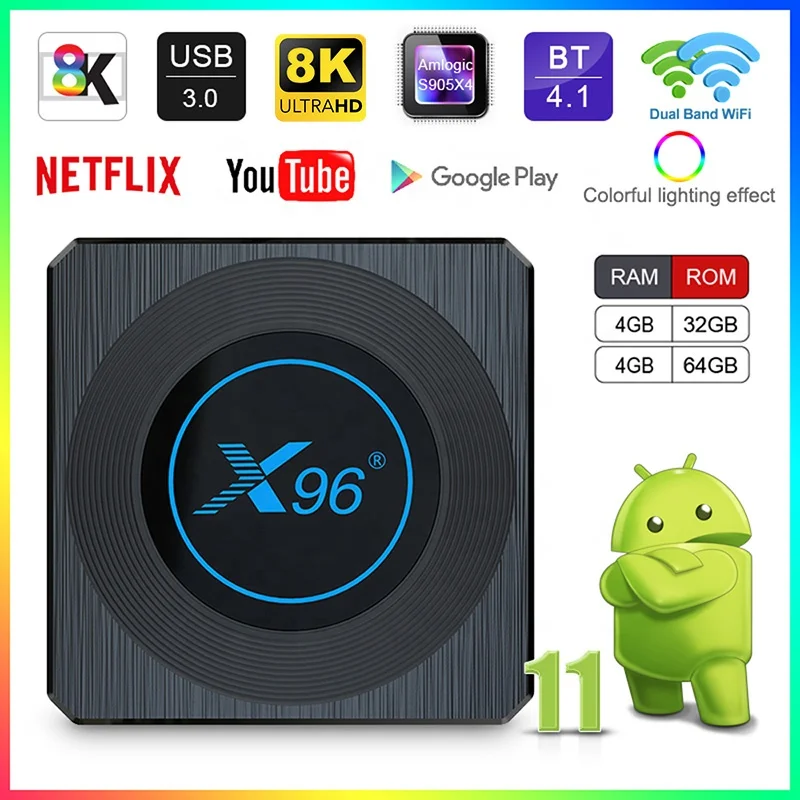 High Quality X96X4 Android 11 64Gb Amlogic S905X4 Wifi 2.4G 5G Android Tv Set-Top Box