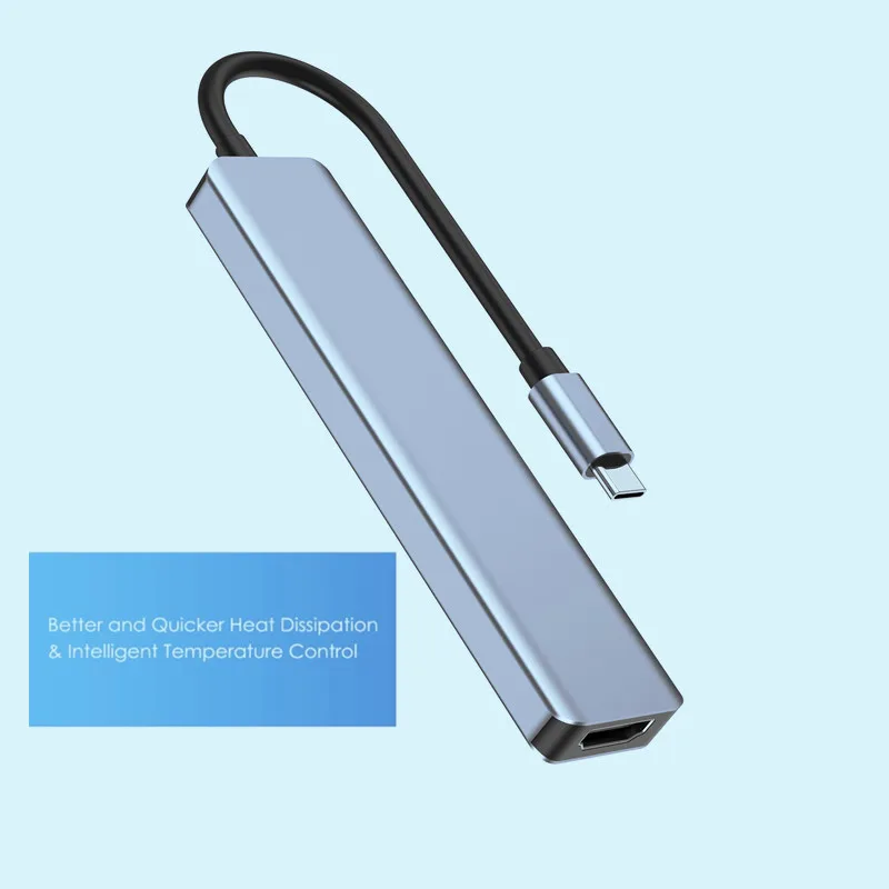 USB 3.0 Aluminum Alloy Thunderbolt 3 Dock 4K Media PD Charger Type-C 7 In 1 Hub