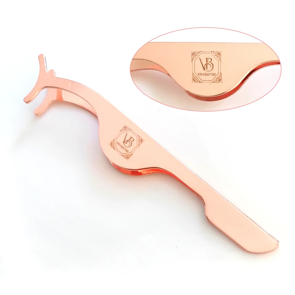 
Muting Makeup Tools Customize Logo Rose Gold Strip Eye Lash Tweezers Private Label Eyelash Applicator Tweezers 