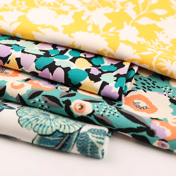 Оригинальный 105gsm Элегантный цветочный принт 100% вискоза ткань для платья 45s