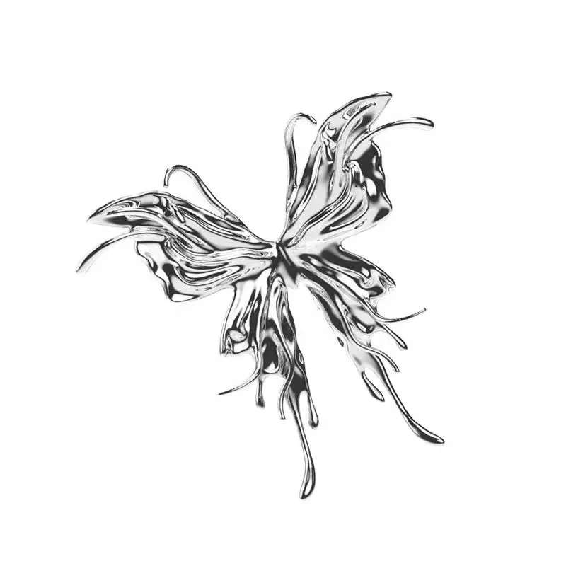
2021 summer designer new design avant-garde pioneer ring unique personality liquid metal butterfly open ring 