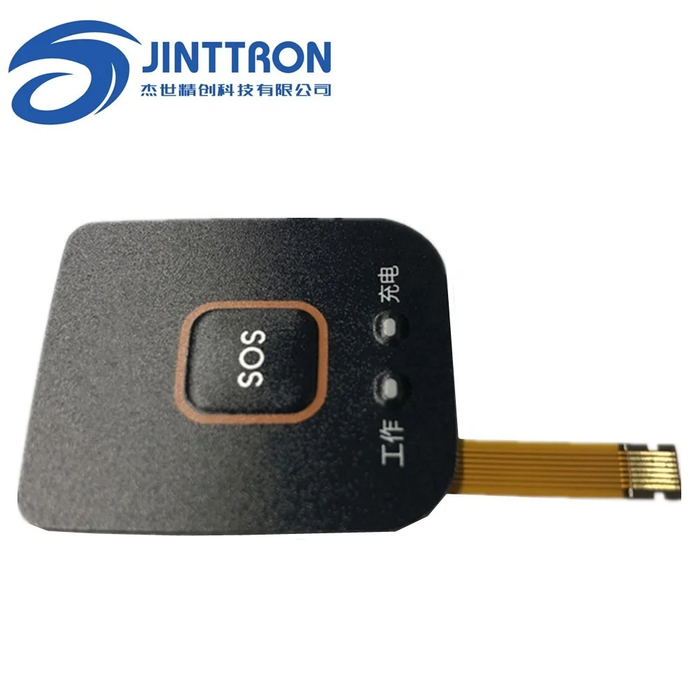 SOS one button pc keyboard two LEDs FPC circuit lexan keypad membrane panel cover for Car and Distress System Products
