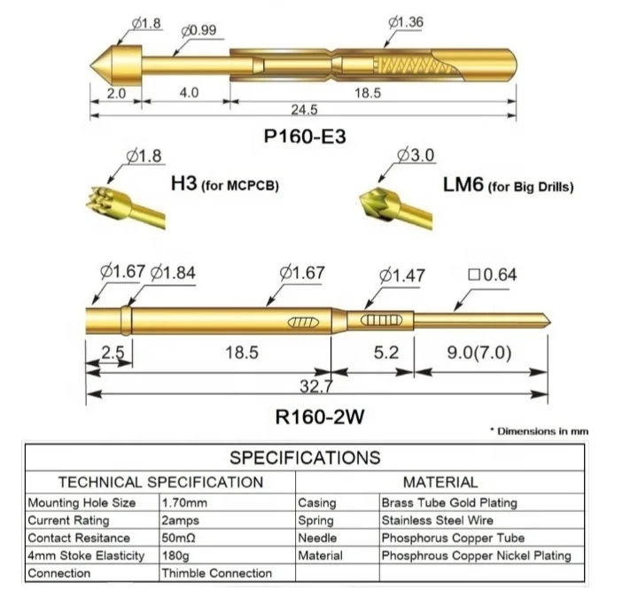 
Pogo Pin P11/P048/P058/P75/P160/P038 Test Probe pin and receptacle used in machine 