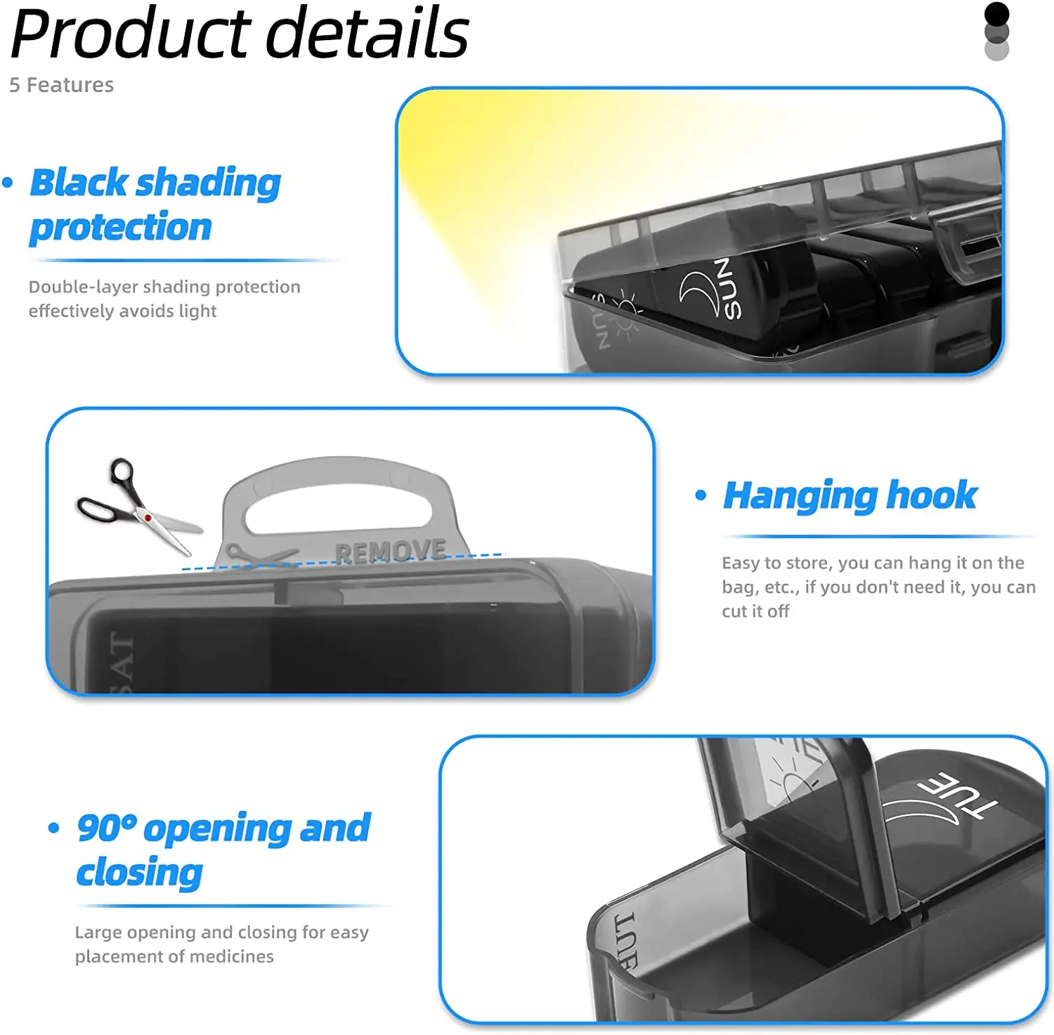 Portable 7 Days 14 Compartments AM PM Daily Pill Box Medicine Tablet Storage Box