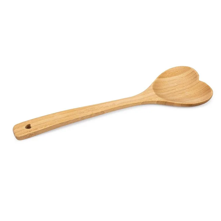 Eco-friendly Heart Shape Wooden Kitchen Cooking Spoon Bamboo Serving Mixing Spoon for Gift