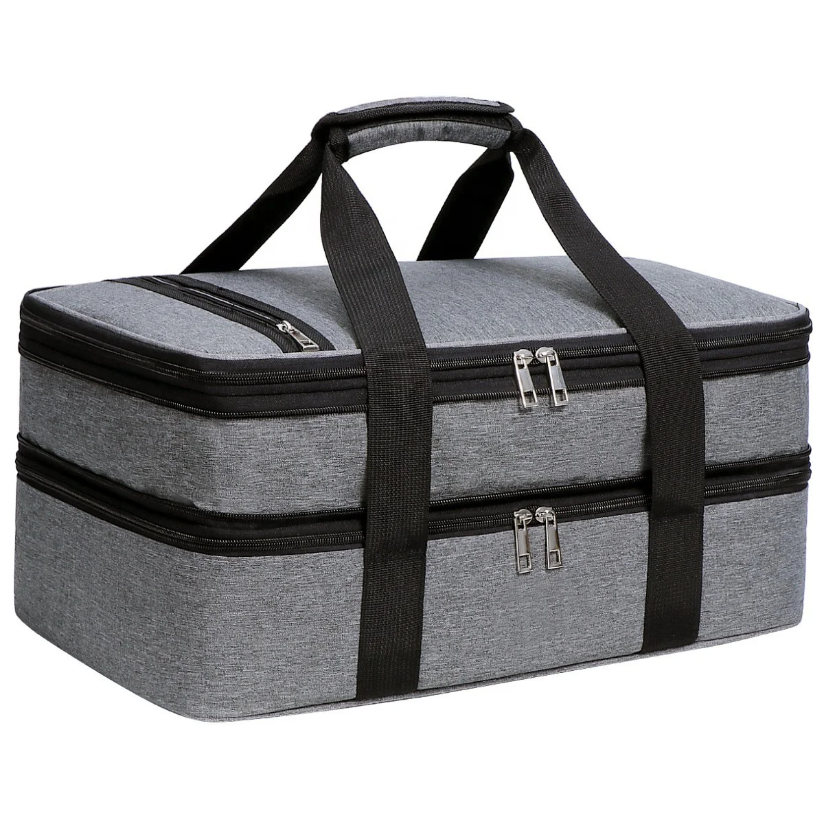 WeaveWin In Stock Expandable double layer Dual Compartment Casserole Insulated thermal cooler bag for picnic beach hiking pizza