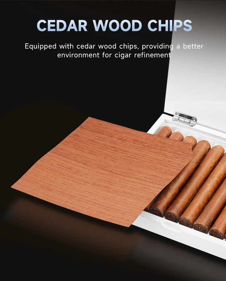 2024 High Quality Luxury Travel Cigar Humidor Cedar Wood Leather Cigar Case Box Elegant Lacquer Finish Budget-Friendly Cigar