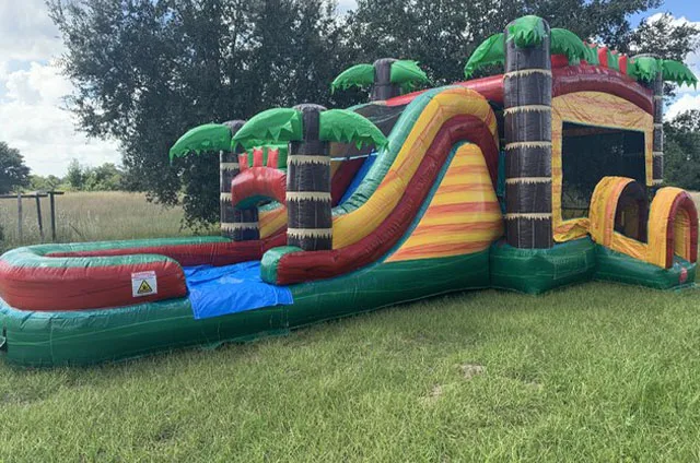 Commercial inflatable palm coconut tree house bouncer bouncy castle jumper bounce house combo with slide for  party  business