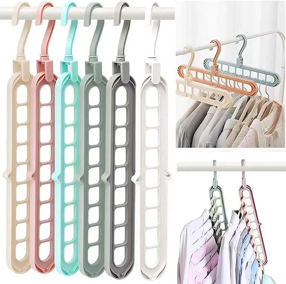 Plastic Rectangle Space Saving Foldable Hanger Wardrobe Double 3 Wire Keyboard Clothing Plastic Hanger
