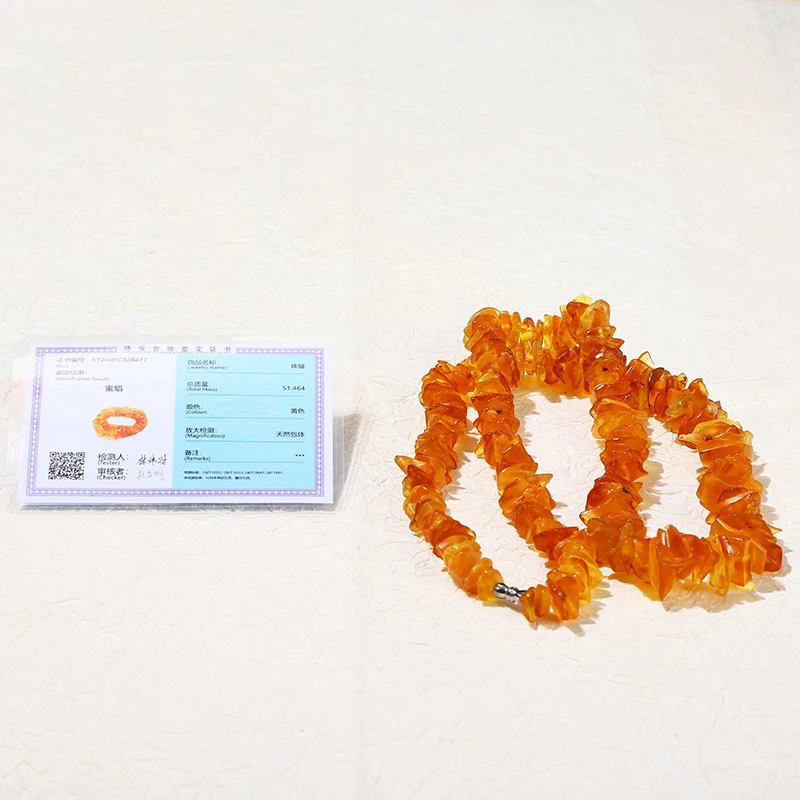 JD GEMS Handmade Baroque Style Irregular 100% Real Original Amber Beads Jewelry Natural Beeswax Amber Gravel Necklace