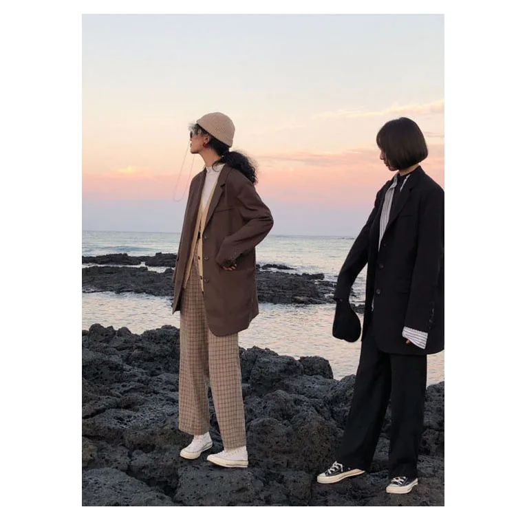 
2020 Autumn fashion show designer new style casual loose oversized blazers ladies women 