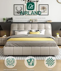 Airland Upholstered Leather Storage Bed Hotel Bedroom Furniture Sets Queen King Size Home Wood Beds Frame With Bedside Table