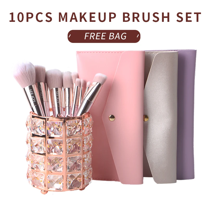 Fuhan 10Pcs Elf Cosmetic Logo Detail Brushes For Makeup