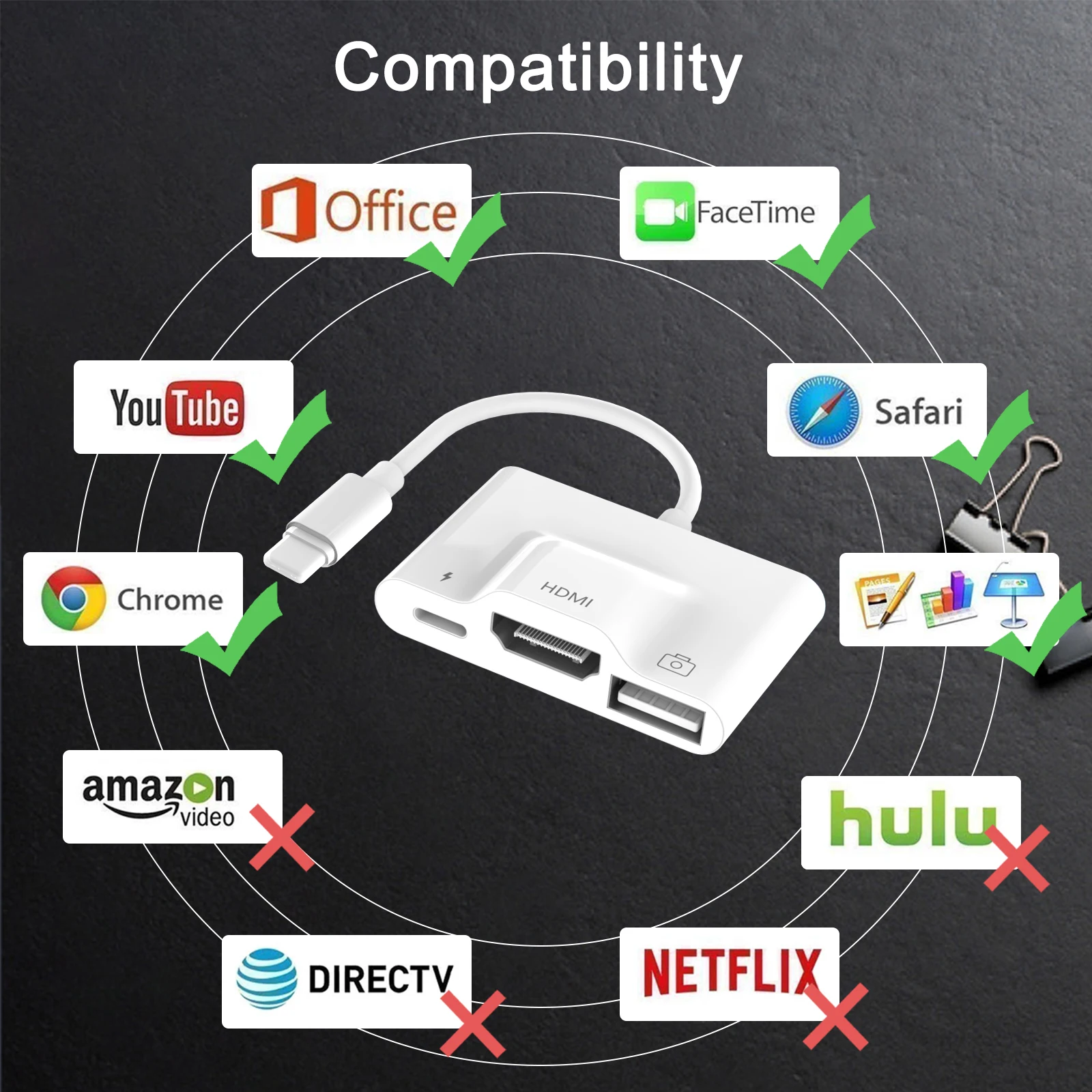  Адаптер Lightning/USB HDTV Цифровой AV адаптер USB OTG кардридер коннектор для Apple