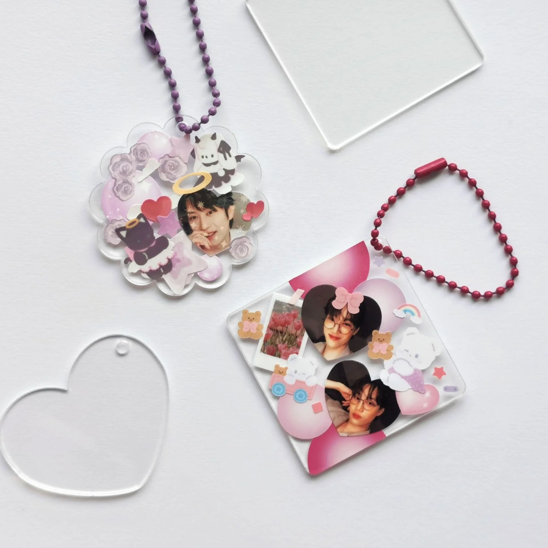 Wholesale round shape transparent acrylic keychain blank with tassel for DIY