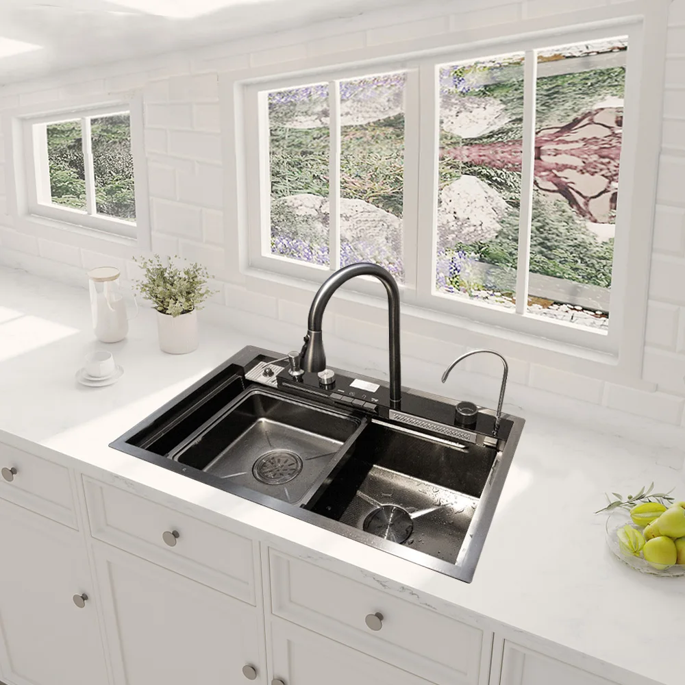 High Quality Luxury Stainless Steel Waterfall Faucet Kitchen Sink Waterfall Sink