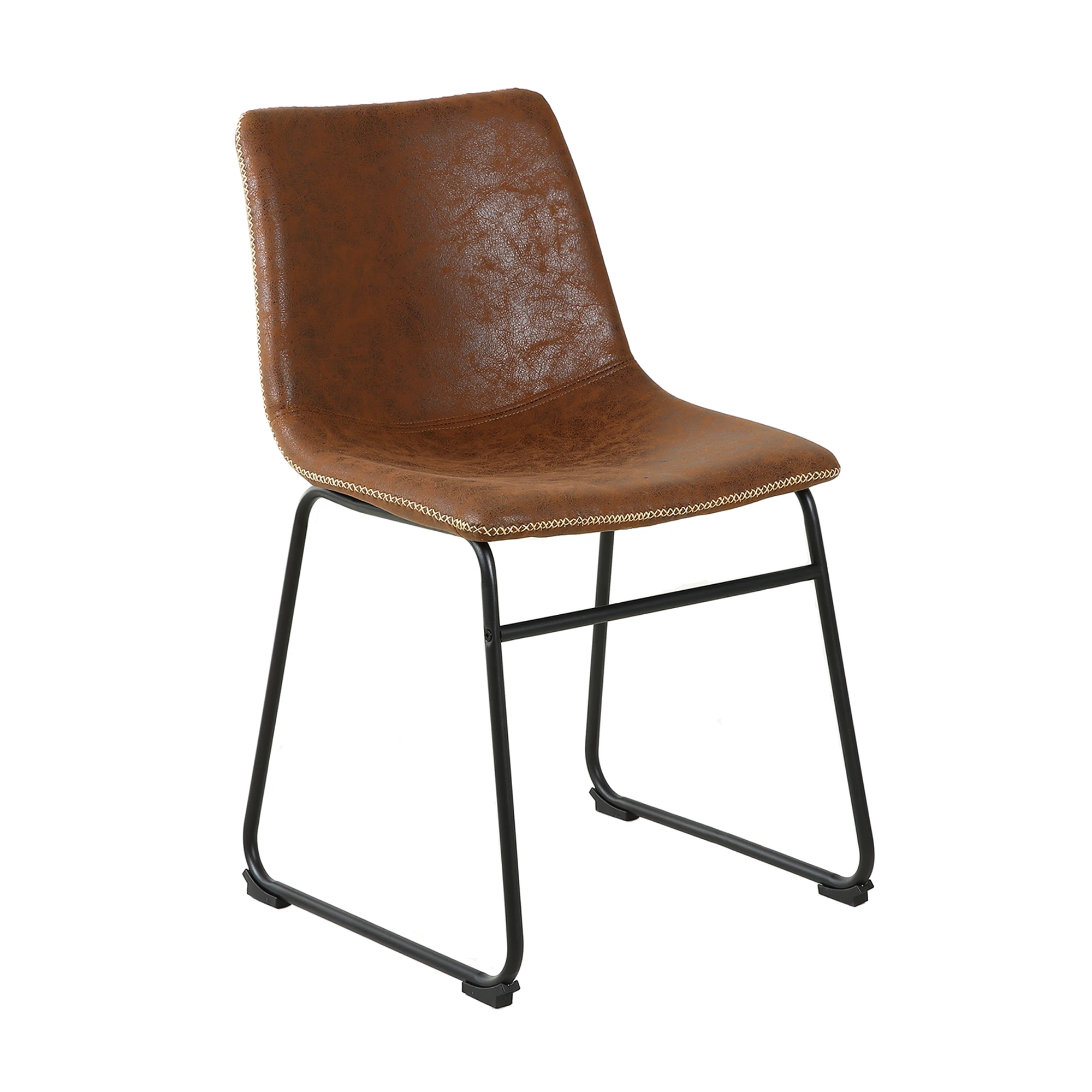 Wholesale Metal Frame Vintage Brown PU Leather Upholstered Dining Chair