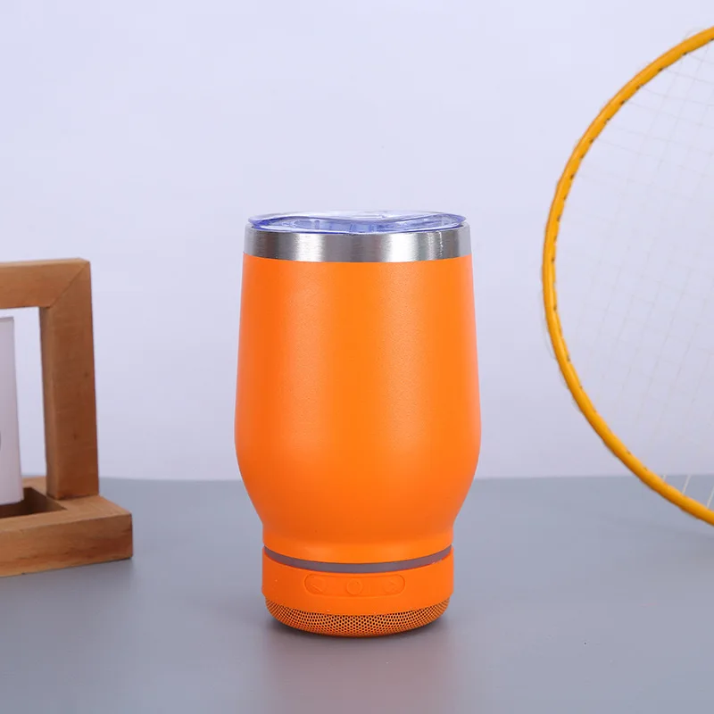 new coming 12oz wine tumbler blue tooth speaker tumbler with lid and straw stainless steel smart cup personalized music mugs