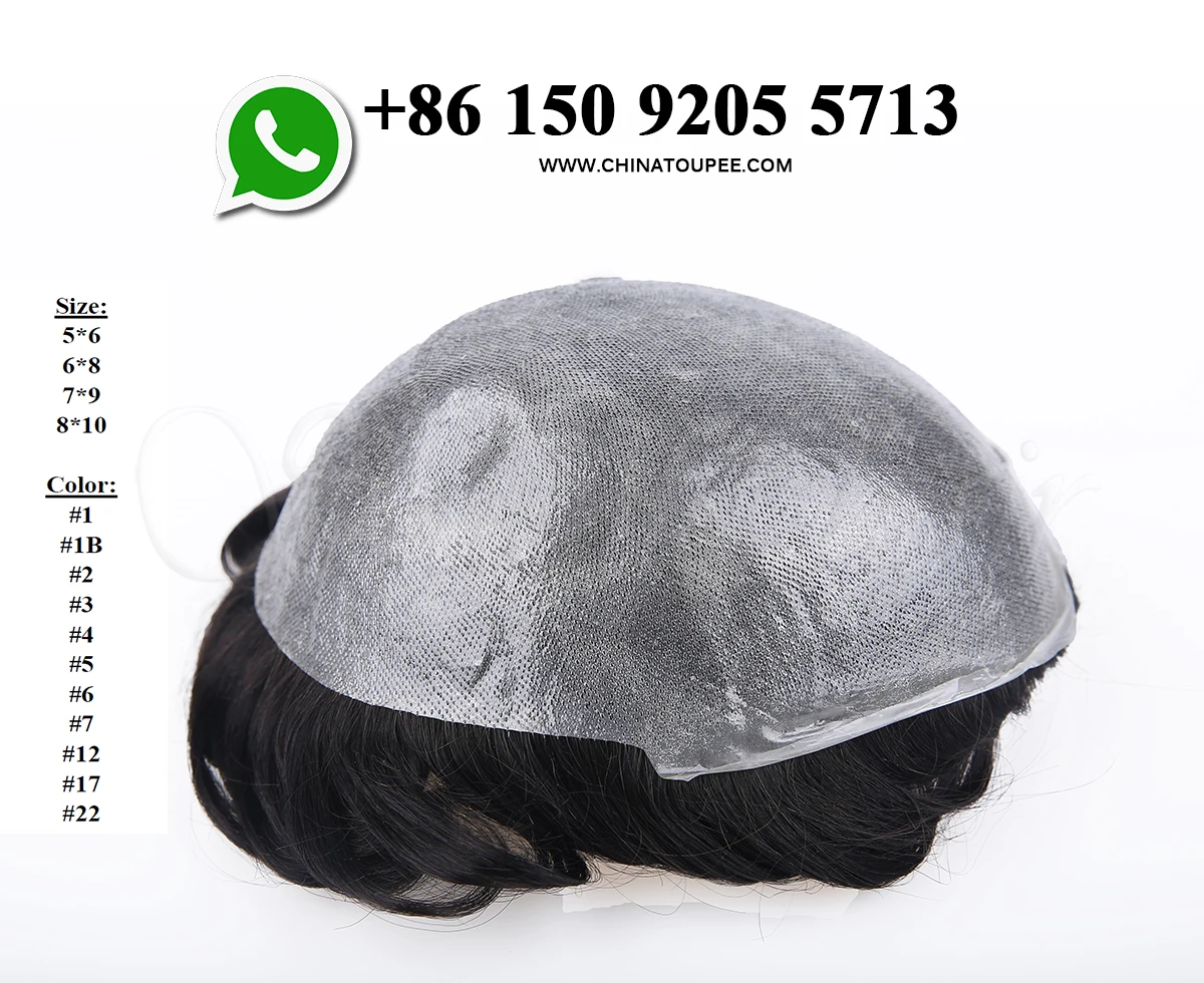 Thin skin natural hairline v-loop injected Single knot wig for men price Remy Human Indian Hair replacement system OEM Factory