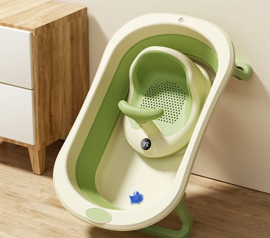 Baby Bath Seat with Thermometer for Infant Baby Toddler Multi-function Baby Shower Chair with Suction Cups Suit 6-18 Months