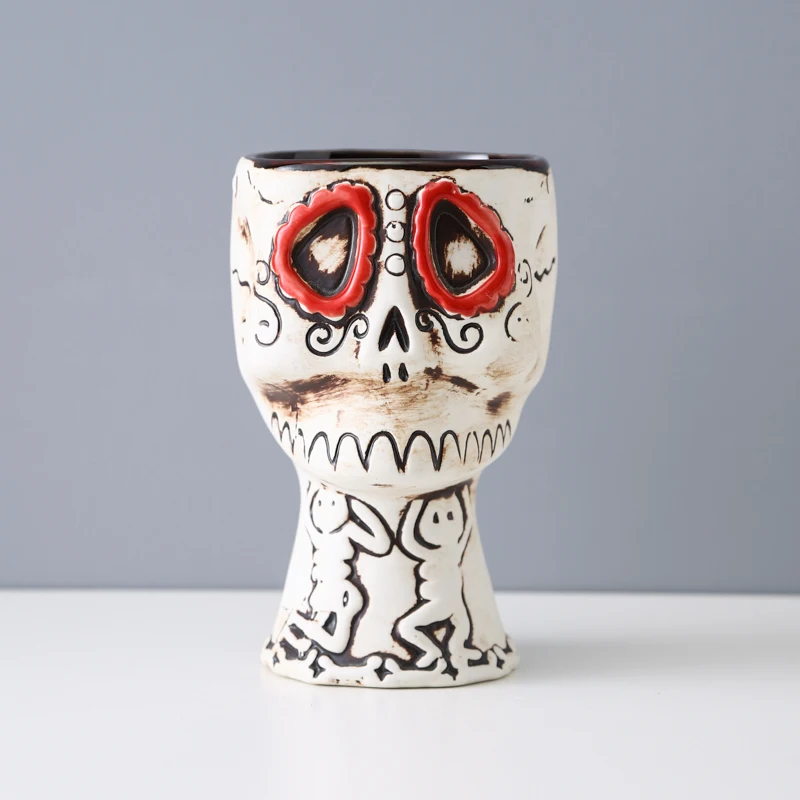 Ceramic Tiki Mugs Tiki mugs cocktail set  - large ceramic tiki tumblers - cute exotic cocktail glasses - funny ceramic cups