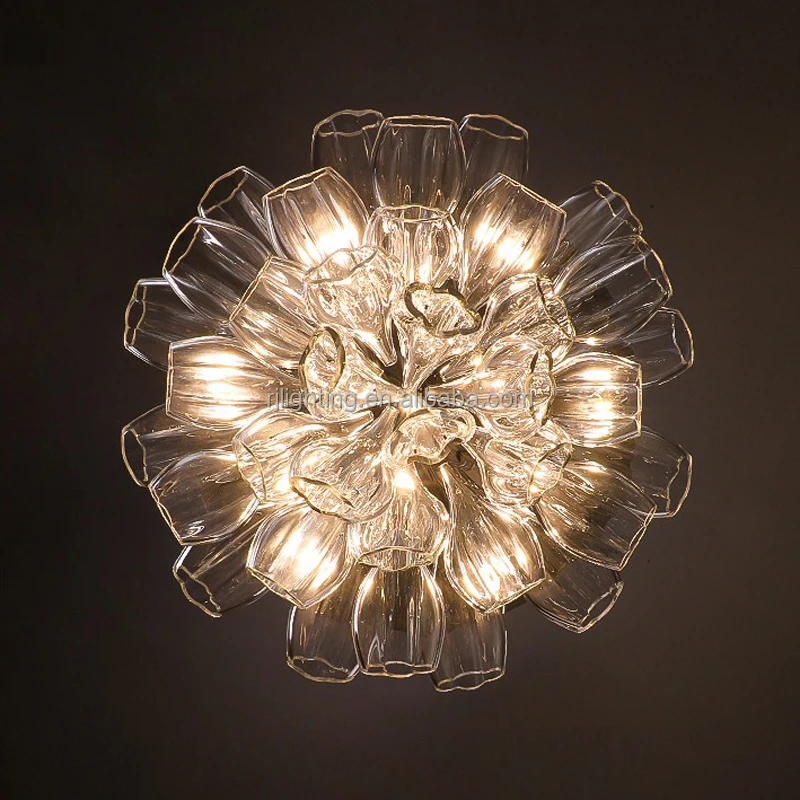 modern customize hotel lobby duplex villa living room lights glass pendant led foyer chandelier