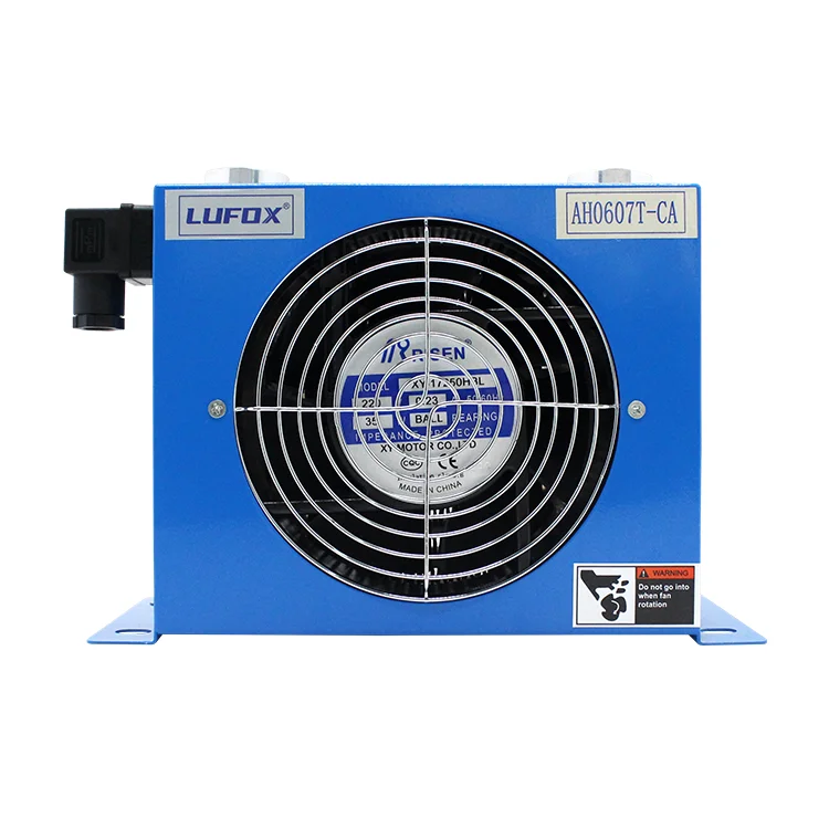 AH0607T-CA Plate Fin Heat Exchanger 220v Hydraulic Oil Radiator With Fan Aluminum Hydraulic Oil Cooler
