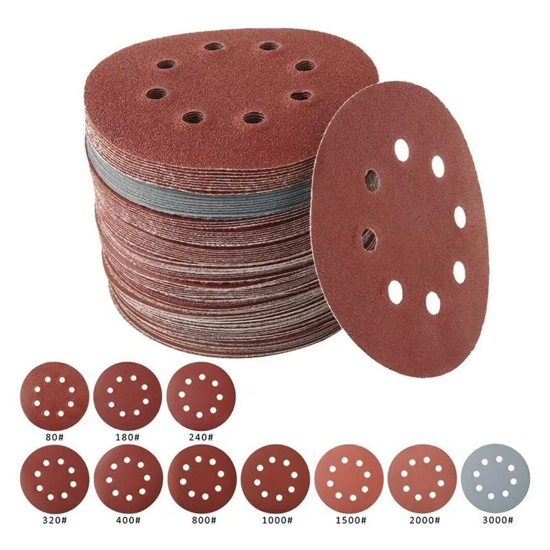 Round Shape Sanding Discs 6/8/10 Holes Sandpaper Pads Set Hook Loop Abrasive Sander Paper for Polishing Tools Silicon Carbide