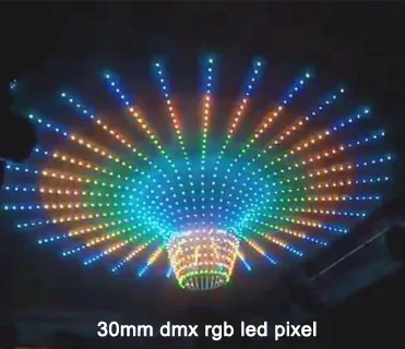 Showjockey 30mm 50mm 12v DMX512 Dot LED Point Lights IP65 Waterproof DMX Pixel Lights for Stage Light Mitsuhide