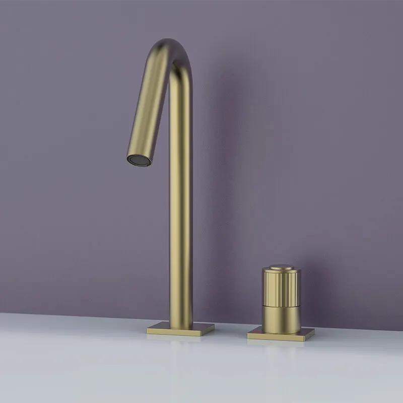 Cheap price brushed gold bathroom faucet Solid Brass Custom Modern Basin Mixers