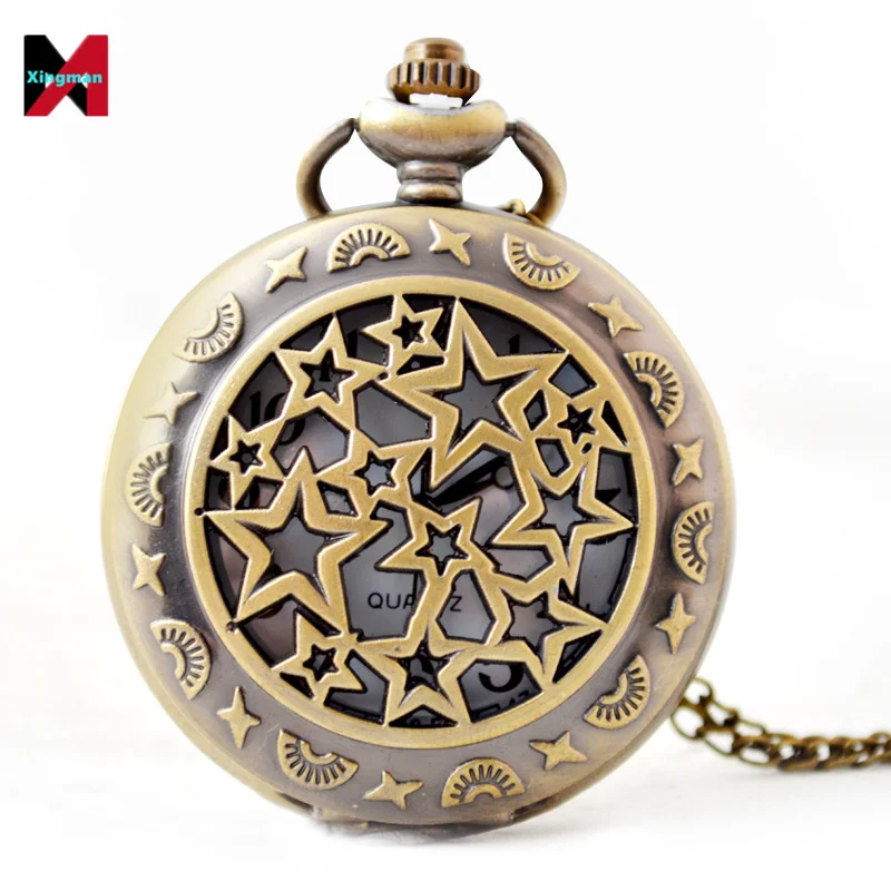 XM Classic Antique Bronze Spider Hollow Roman Quartz Pocket Watch trendy christmas gift for man Pendant Watch