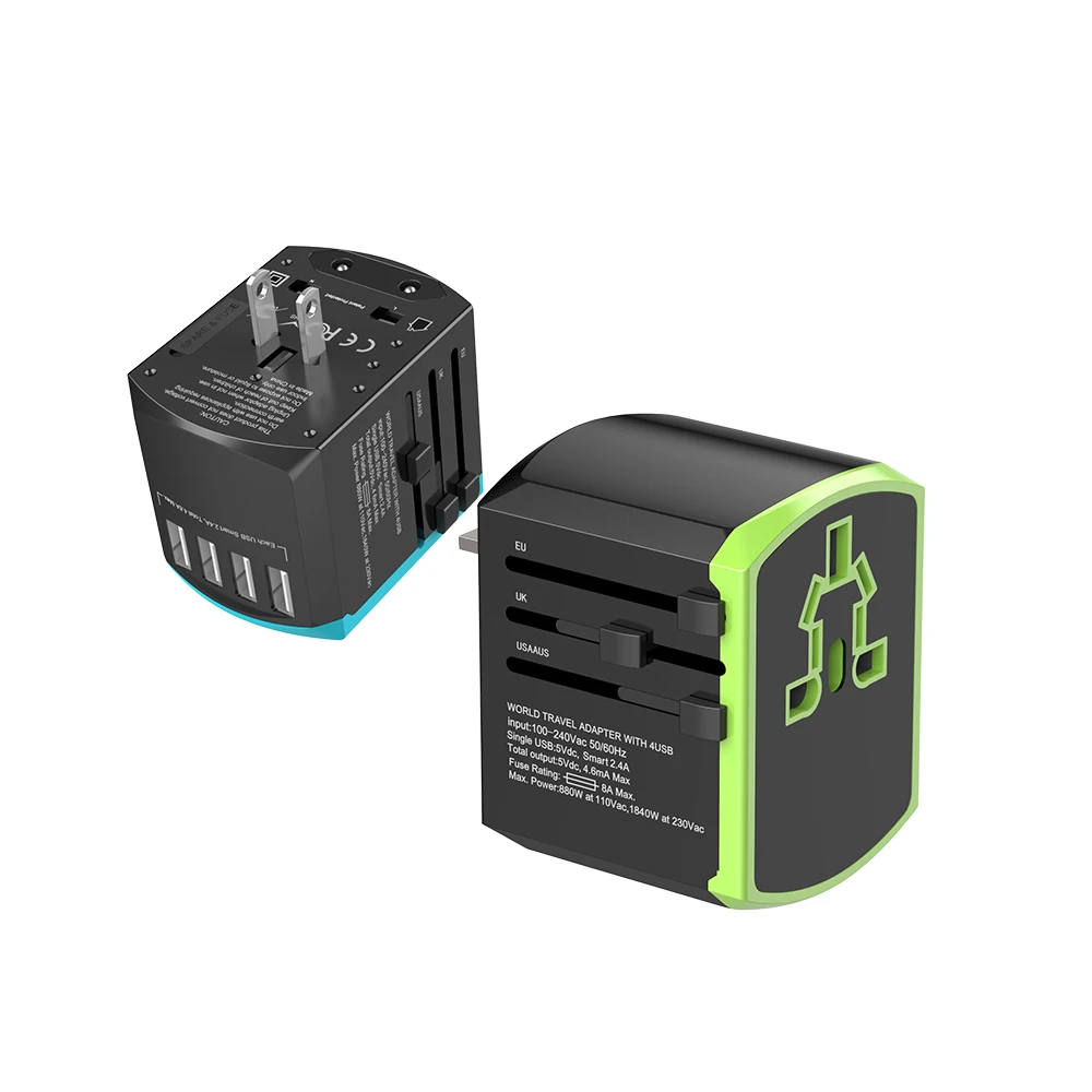 4 usb порты и разъёмы международных Путешествия адаптер quick charge Универсальный plug мощность по всему миру адаптеры питания