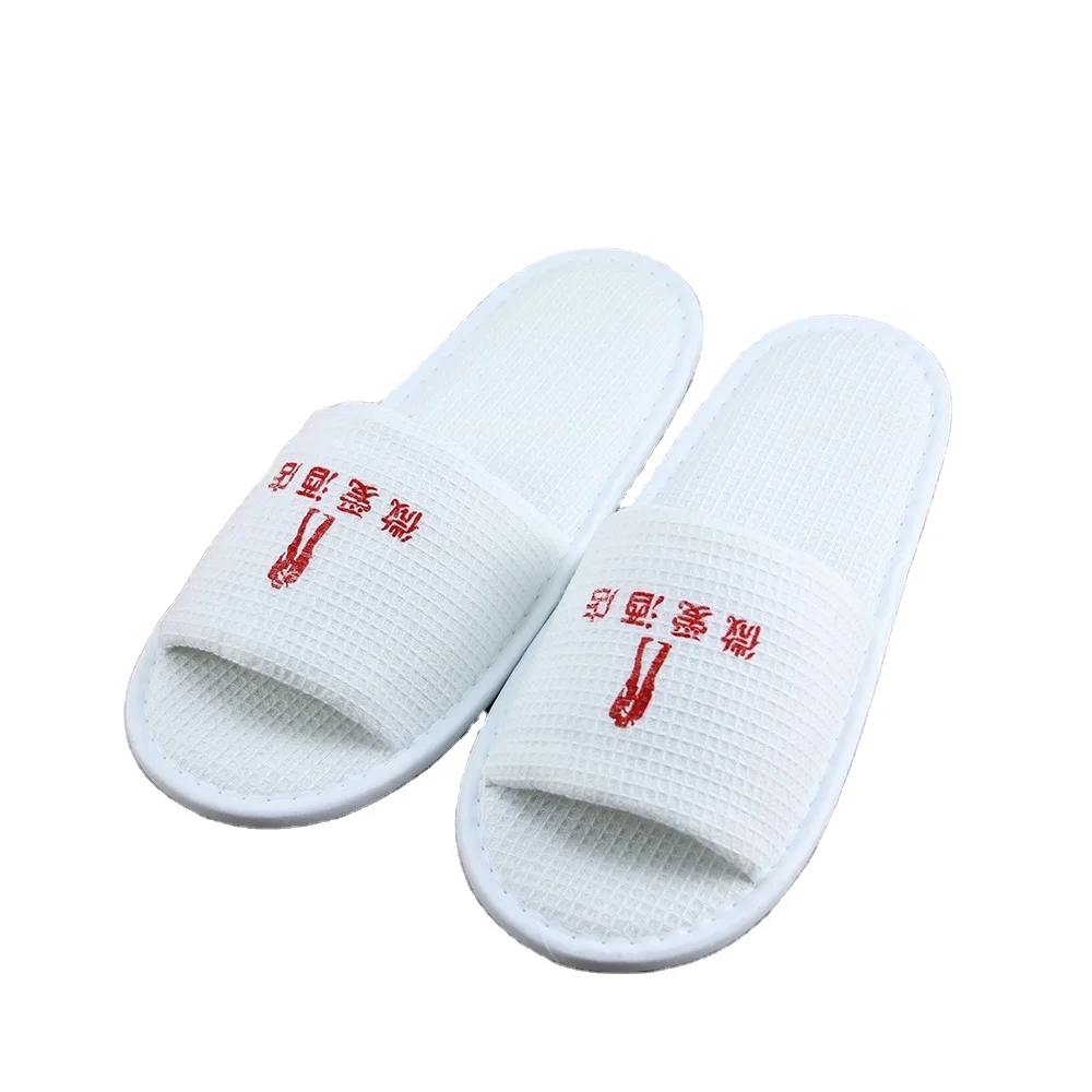 high quality custom waffle  disposable hotel slippers with logo