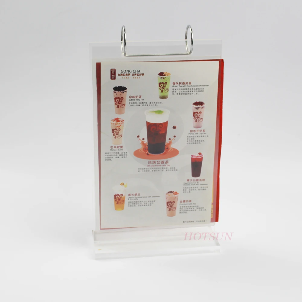 High Quality Flip Up 3 Pieces PVC Sleeves Restaurant Table Menu Stand Custom A5 Acrylic Menu Holder