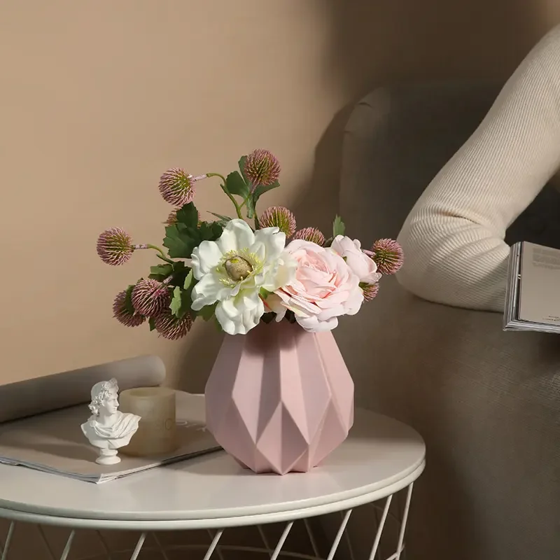 BHM Nordic Light Luxury home decor Creative Ceramic Vase Ornament Flower Arrangement Hydroponic Small Vase
