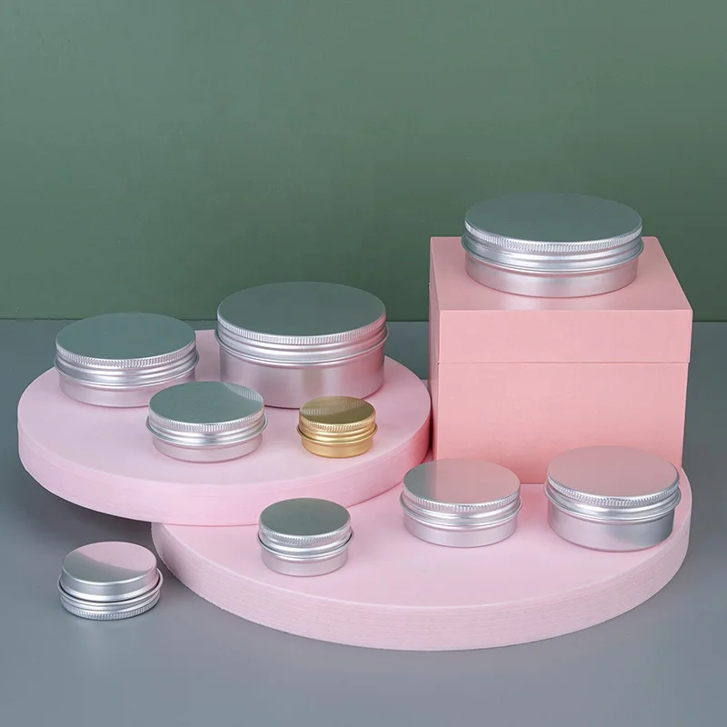 New Popular Aluminum Jars 10ml 15ml 30ml 50ml 60ml 100ml 150ml Metal Tin Box Silver Aluminum Container for Balm Candle