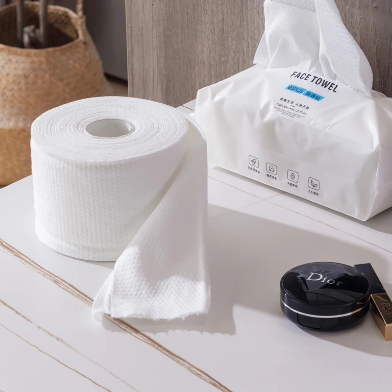 
Custom logo cleaning towel drawstring bag wholesale roll tissue face cloth 