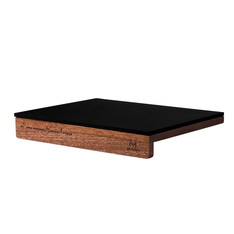 Новый дизайн, пищевой черный силиконовый резиновый нескользящий инструмент для эспрессо бариста, коврик для трамбовки из массива дерева с угловым краем