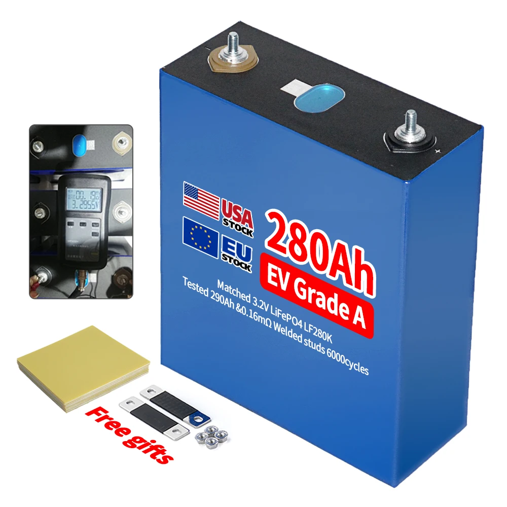 Docan In Stock 6000 Times LFP 300Ah 320Ah Lithium Ion Batteries Grade A EV 3.2V 280Ah Lifepo4 Battery Cell For Solar System