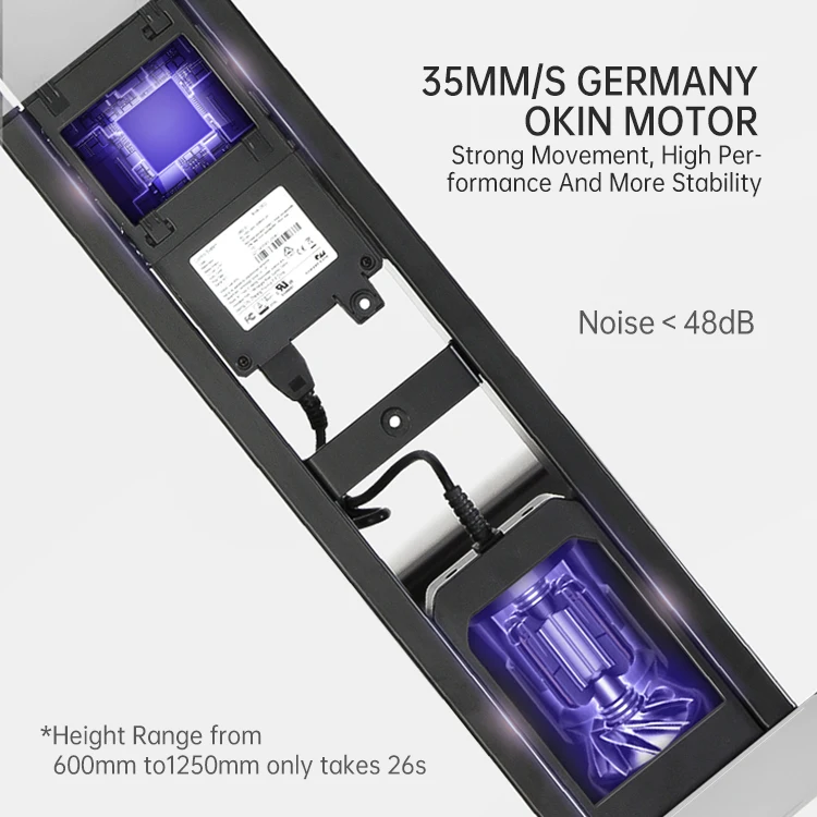 High Quality OKIN Four Motor Three Stage Smart Home Office Standing Desk Face to Face Height Adjustable Standing Desk Frame